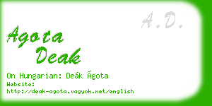 agota deak business card