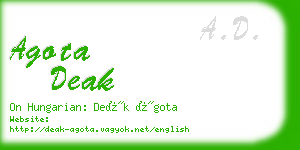 agota deak business card